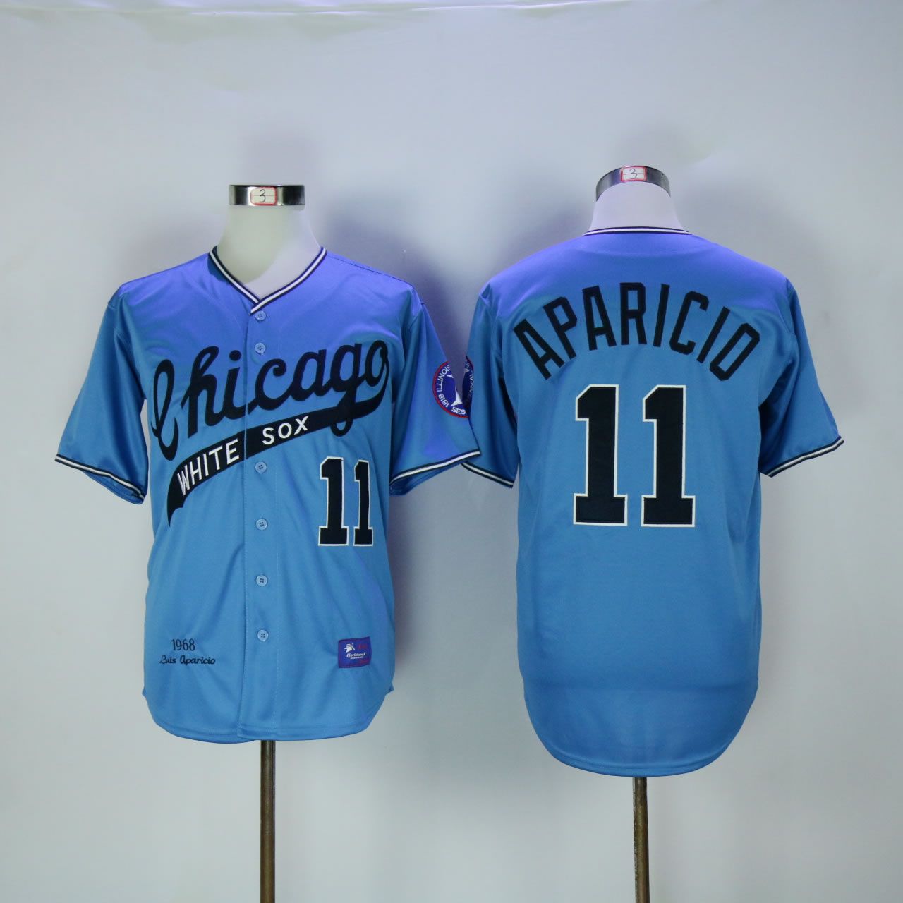 Men Chicago White Sox 11 Aparicio Blue Throwback MLB Jerseys